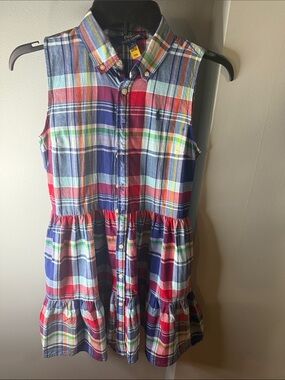 Polo Ralph Lauren Kids Plaid Button-Front Sleeveless Dress - Multicolor